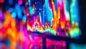 A photograph of a close-up shot of an lcd display in action