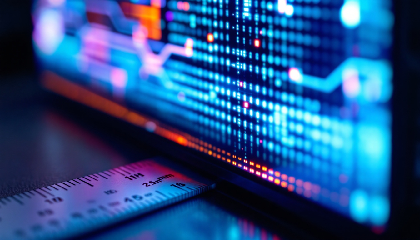 A photograph of a close-up shot of an led display screen