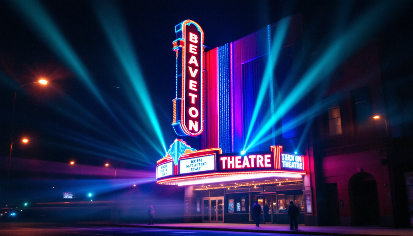 A photograph of capture a photograph of the beaverton theater's vibrant led display in action