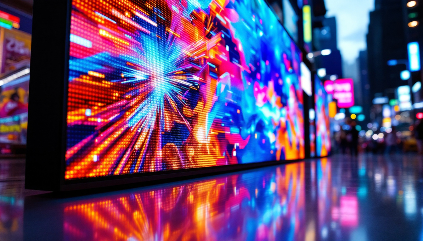 A photograph of a vibrant led display in an urban setting