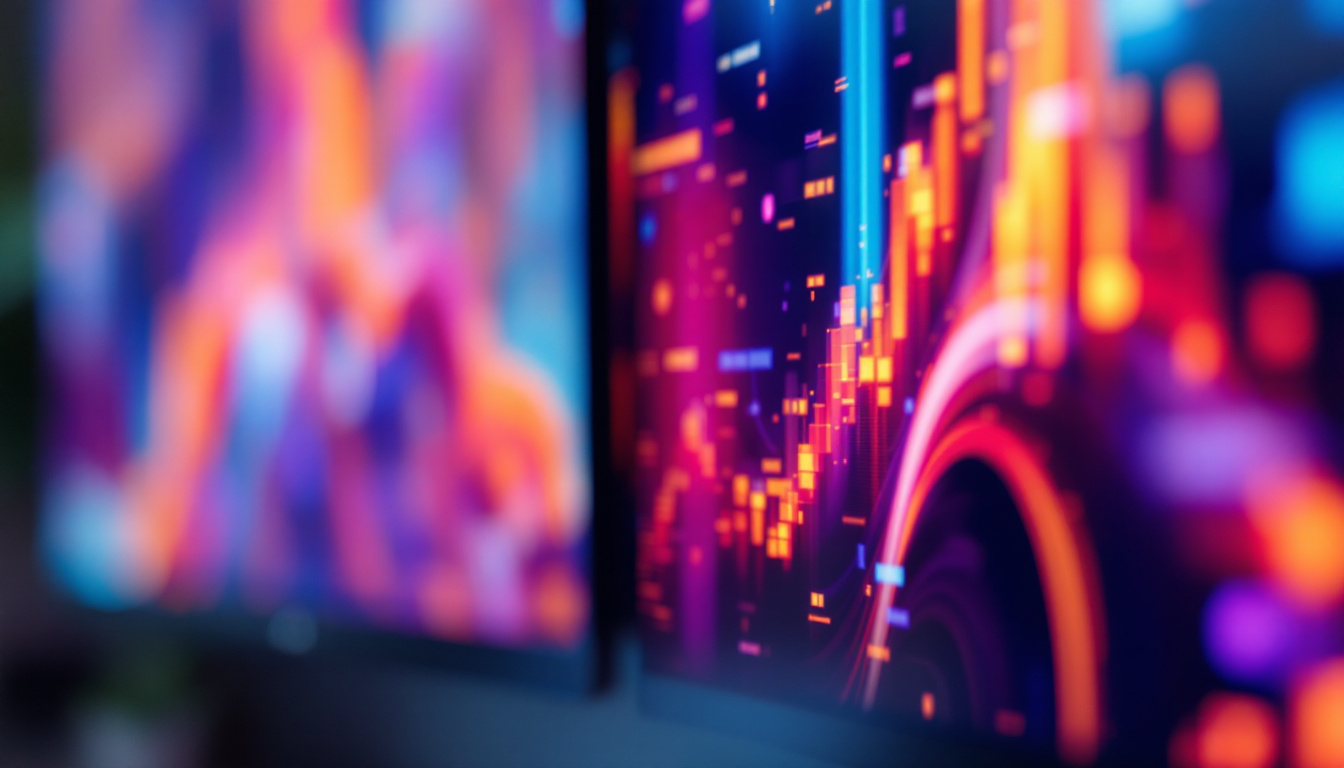 A photograph of a high-resolution led display showcasing vibrant colors and detailed graphics