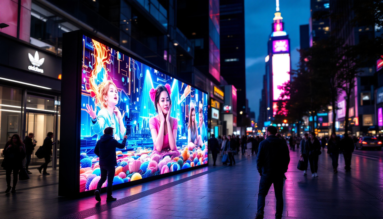 A photograph of a vibrant outdoor led digital signage display in use
