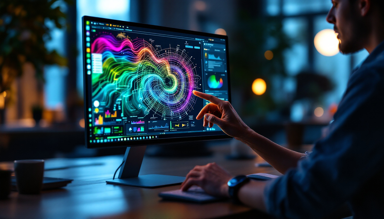 A photograph of a person interacting with a converted touchscreen monitor