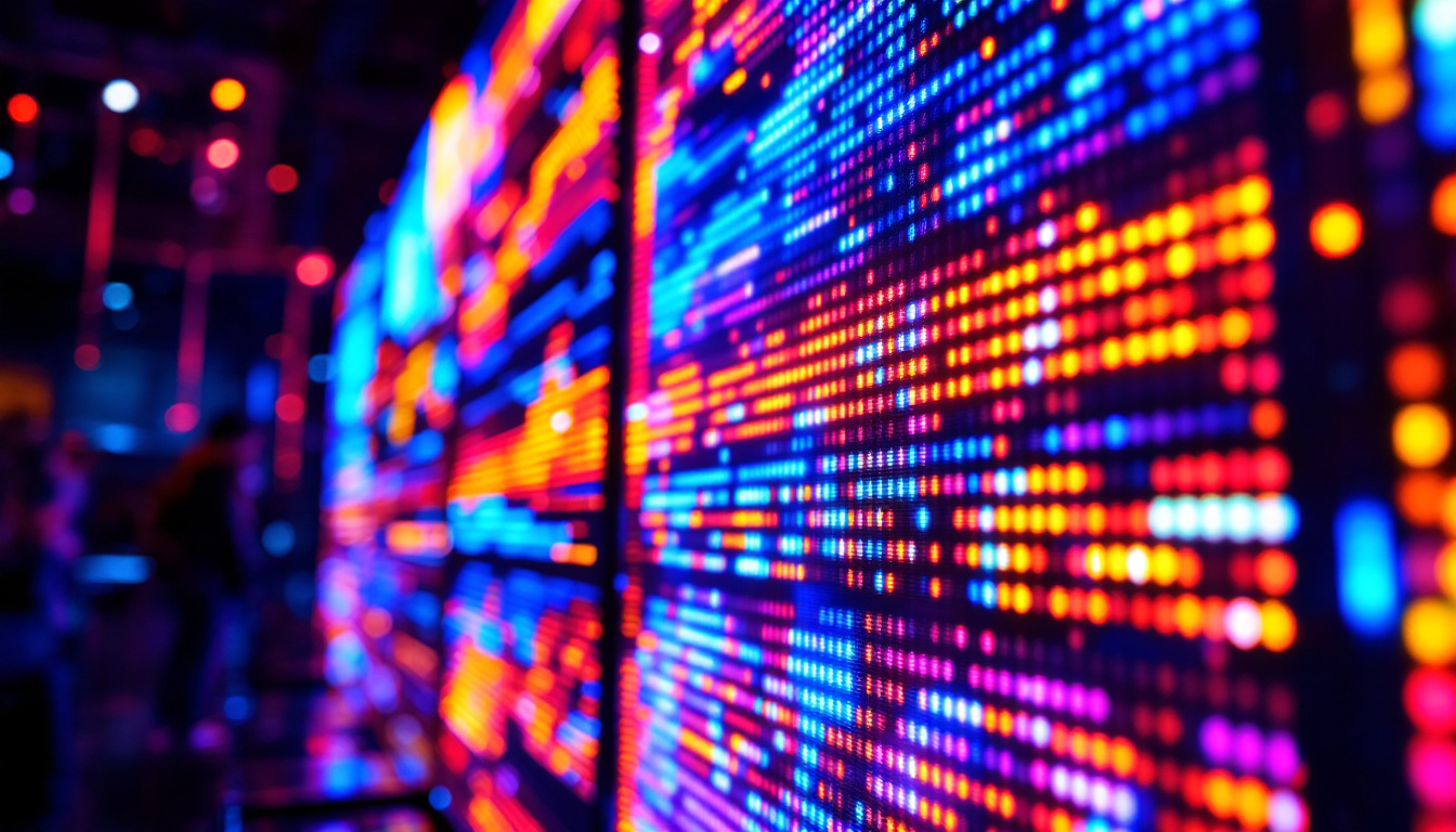 A photograph of a vibrant led display in action