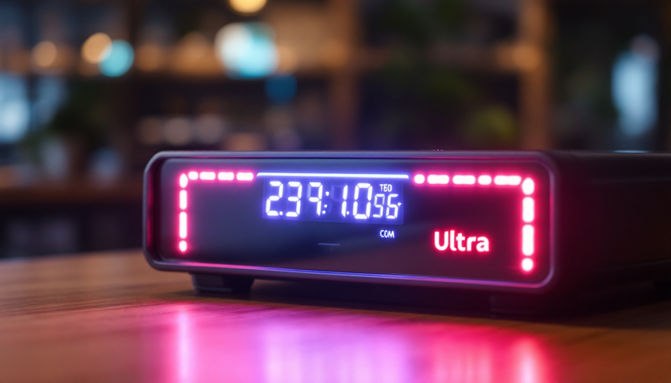 A photograph of a close-up shot of the cart manager ultra with its led display illuminated