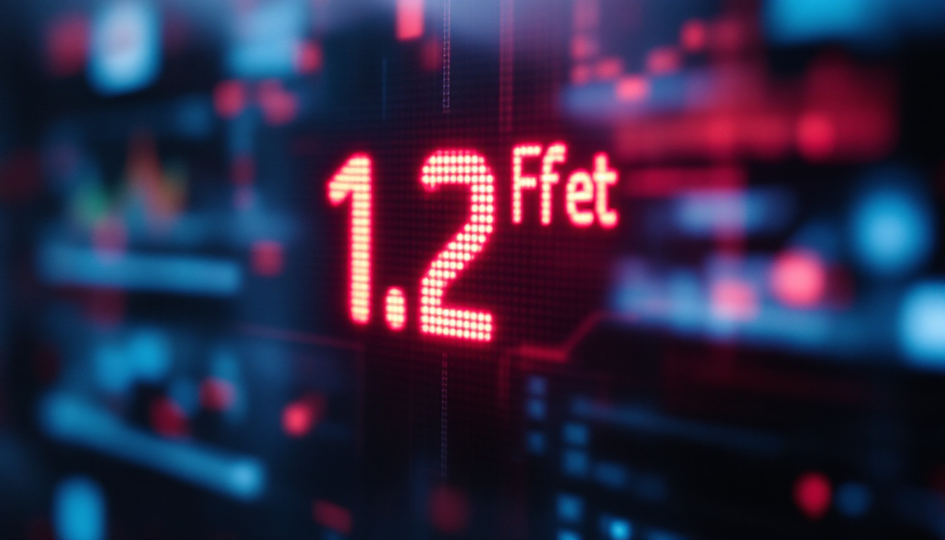 A photograph of a close-up shot of a digital led display showcasing the conversion of 1.2 feet to inches