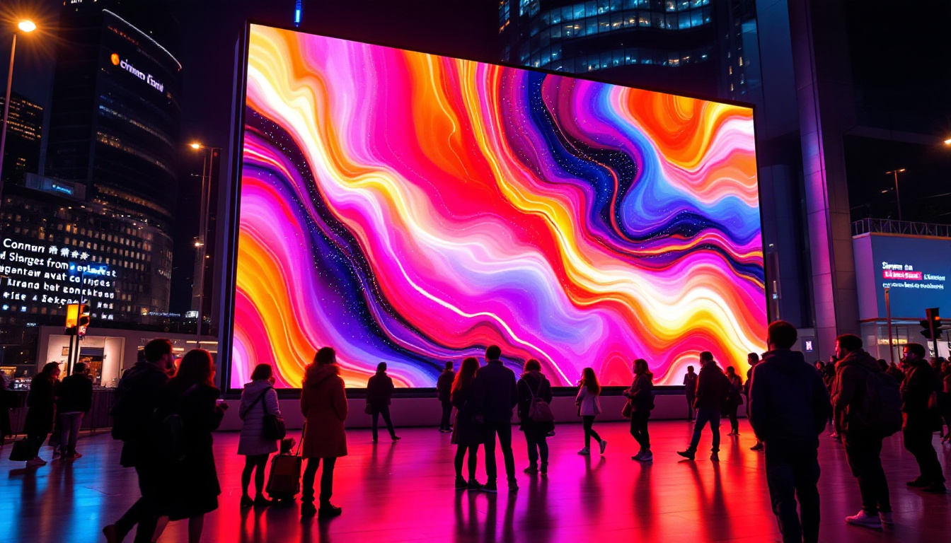 A photograph of a vibrant led display in an urban setting