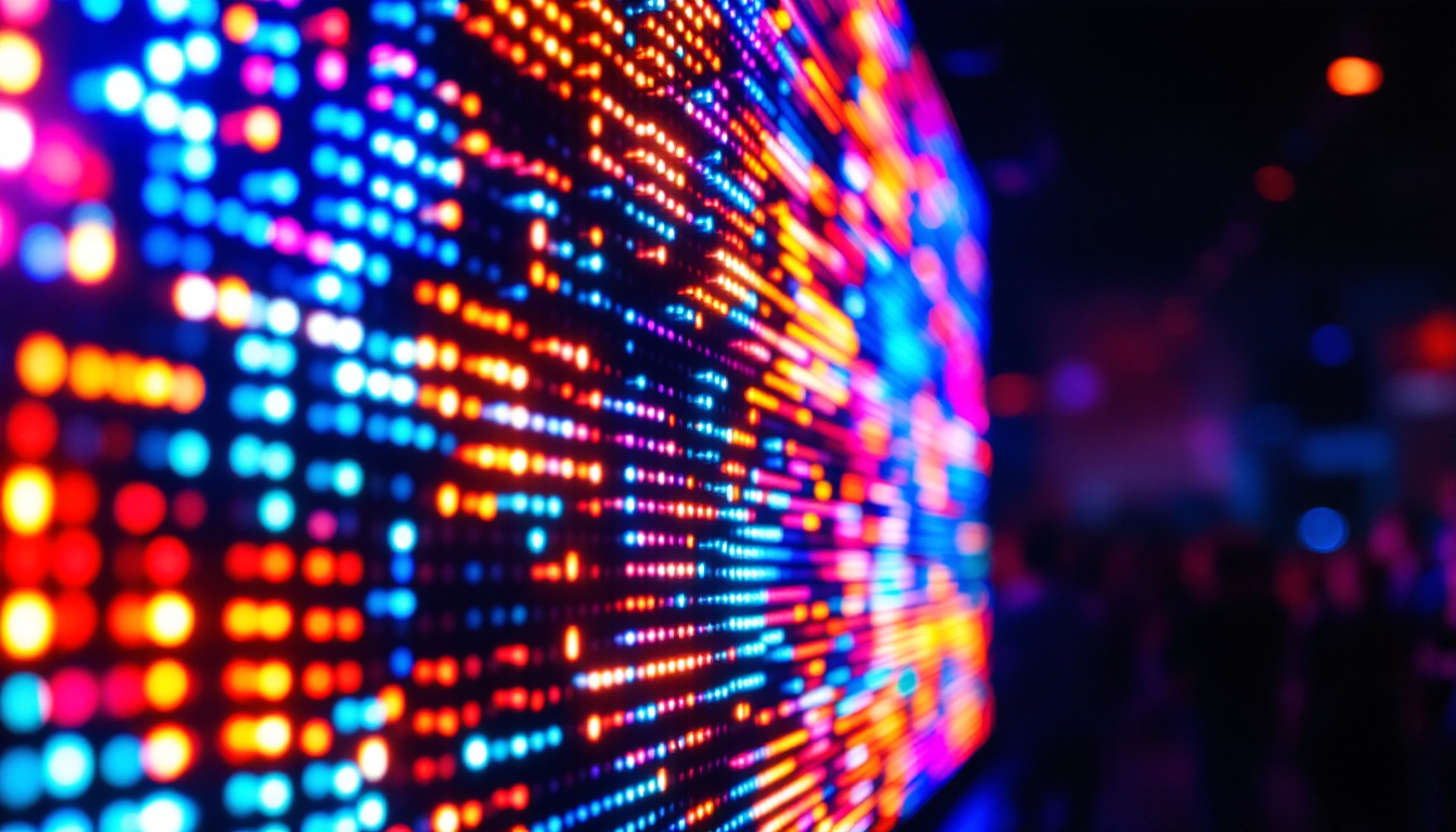A photograph of a vibrant led display in action at a live event