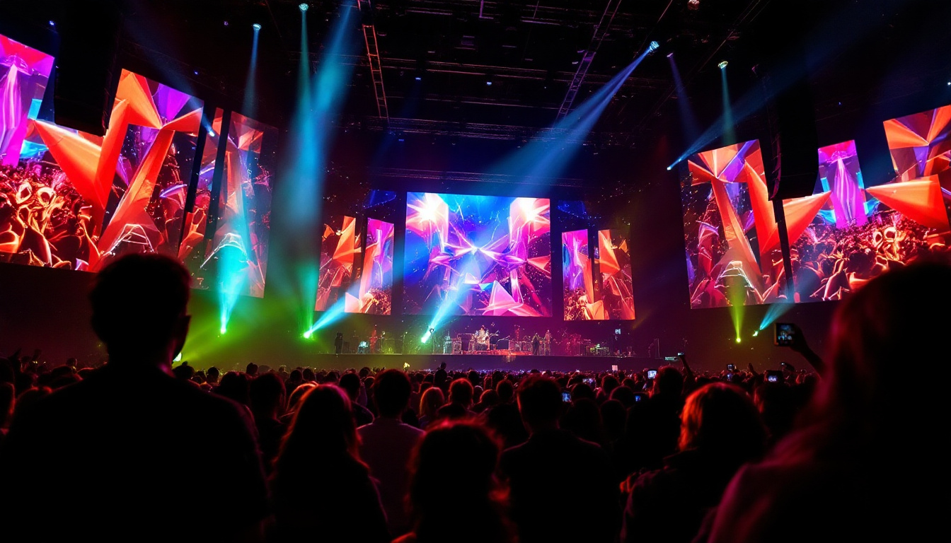 A photograph of a vibrant led display in action at a live event