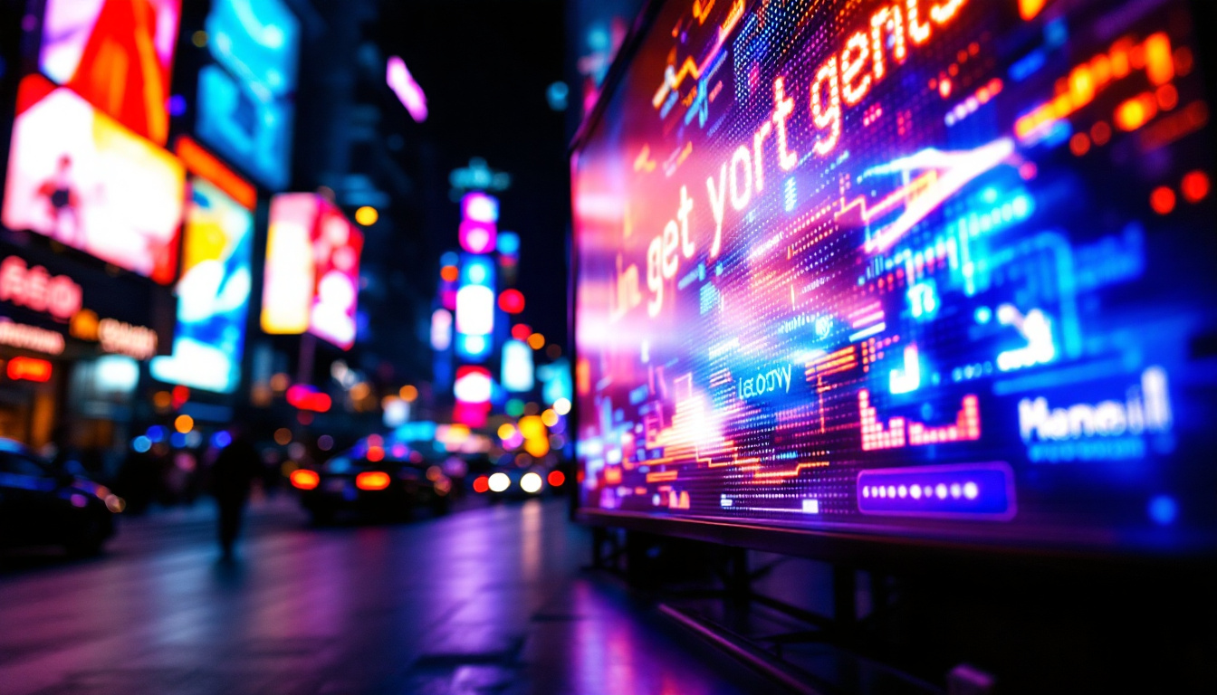 A photograph of a vibrant led display in action