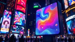 A photograph of a vibrant outdoor advertising led display in action
