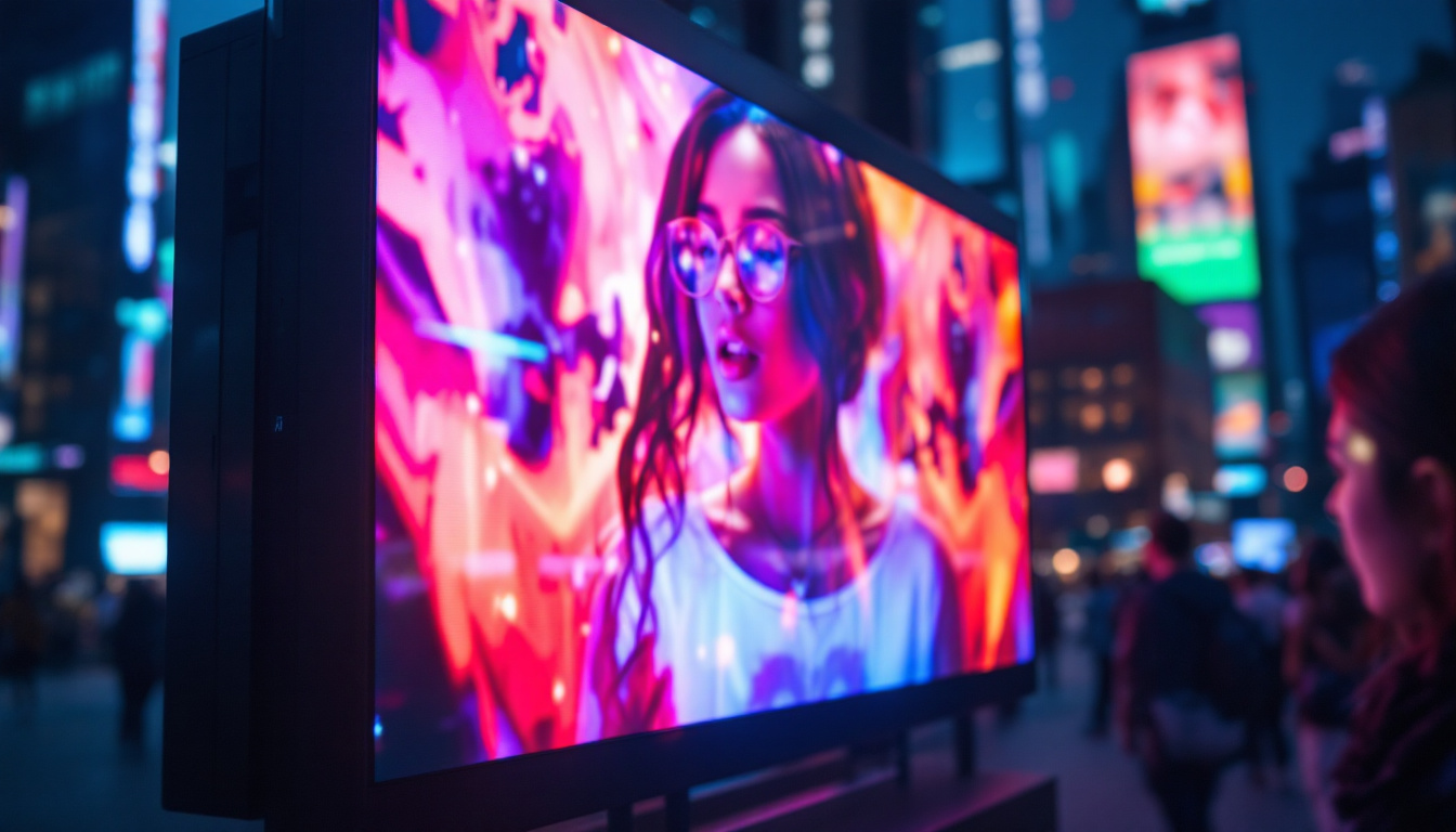 A photograph of capture a photograph of a vibrant outdoor led display screen in use