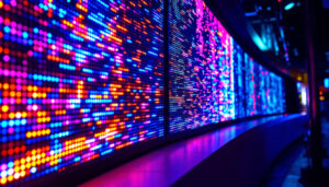 A photograph of capture a photograph of a vibrant led display in action