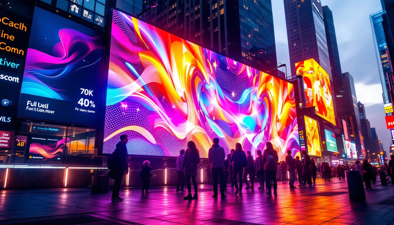 A photograph of a vibrant billboard led display in an urban setting