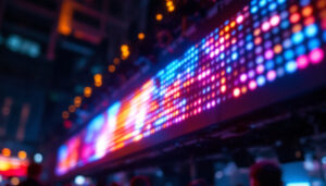 A photograph of a vibrant led display in action
