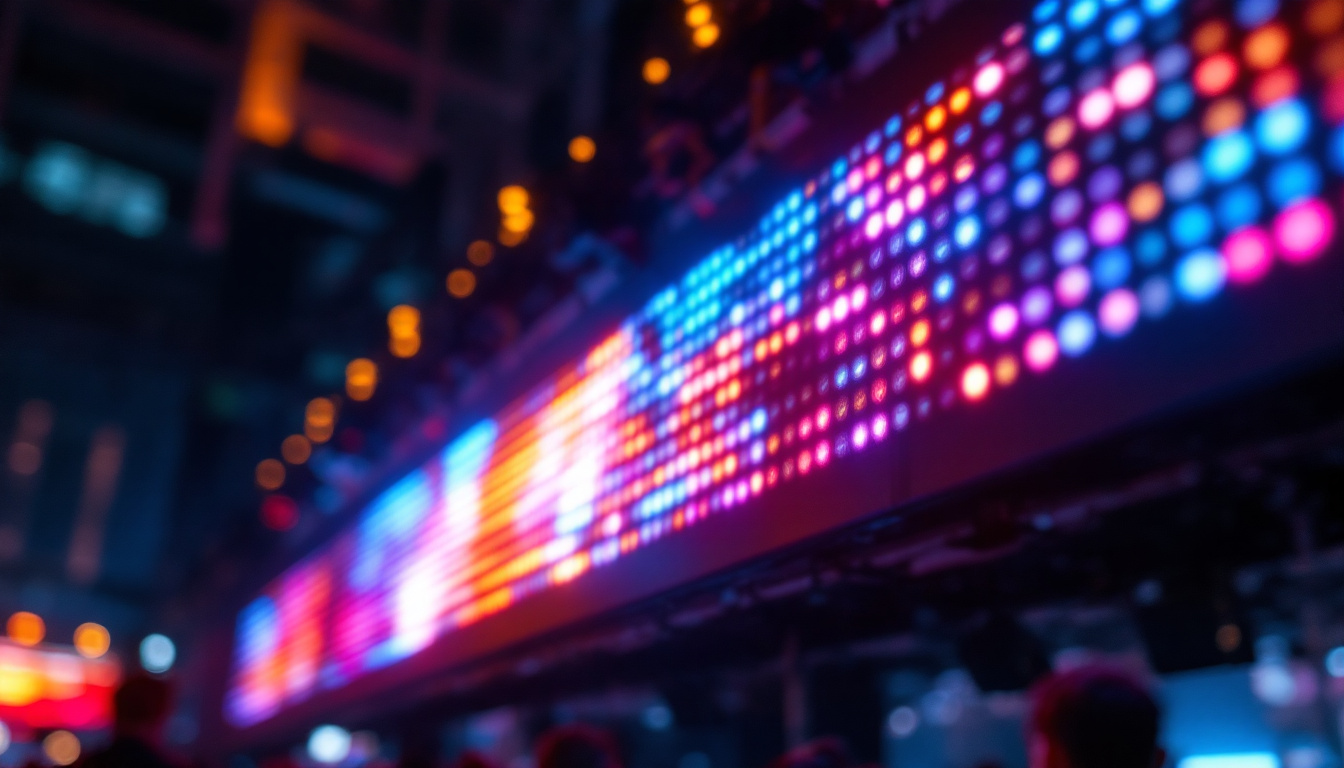 A photograph of a vibrant led display in action