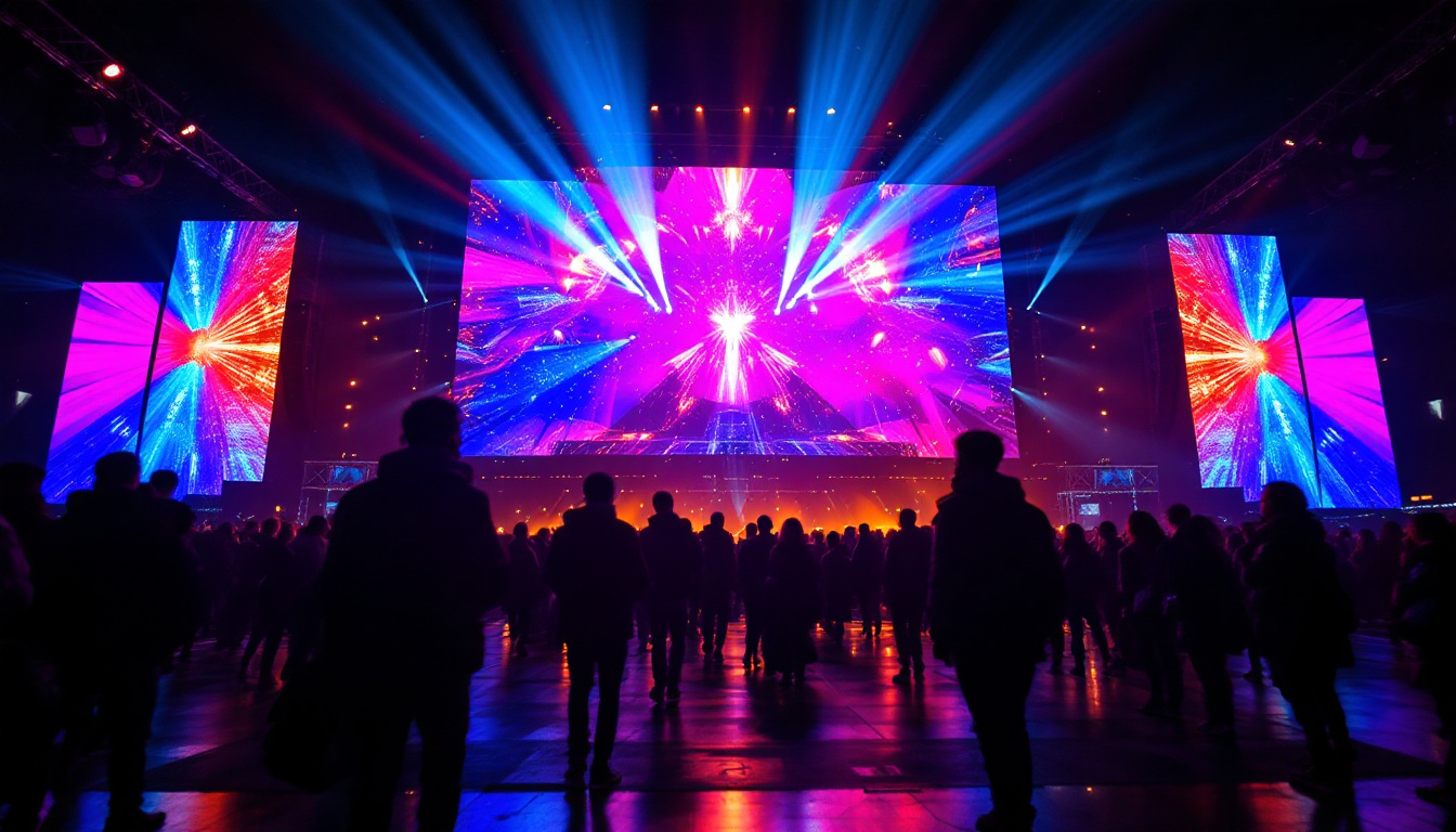 A photograph of a vibrant led display in action