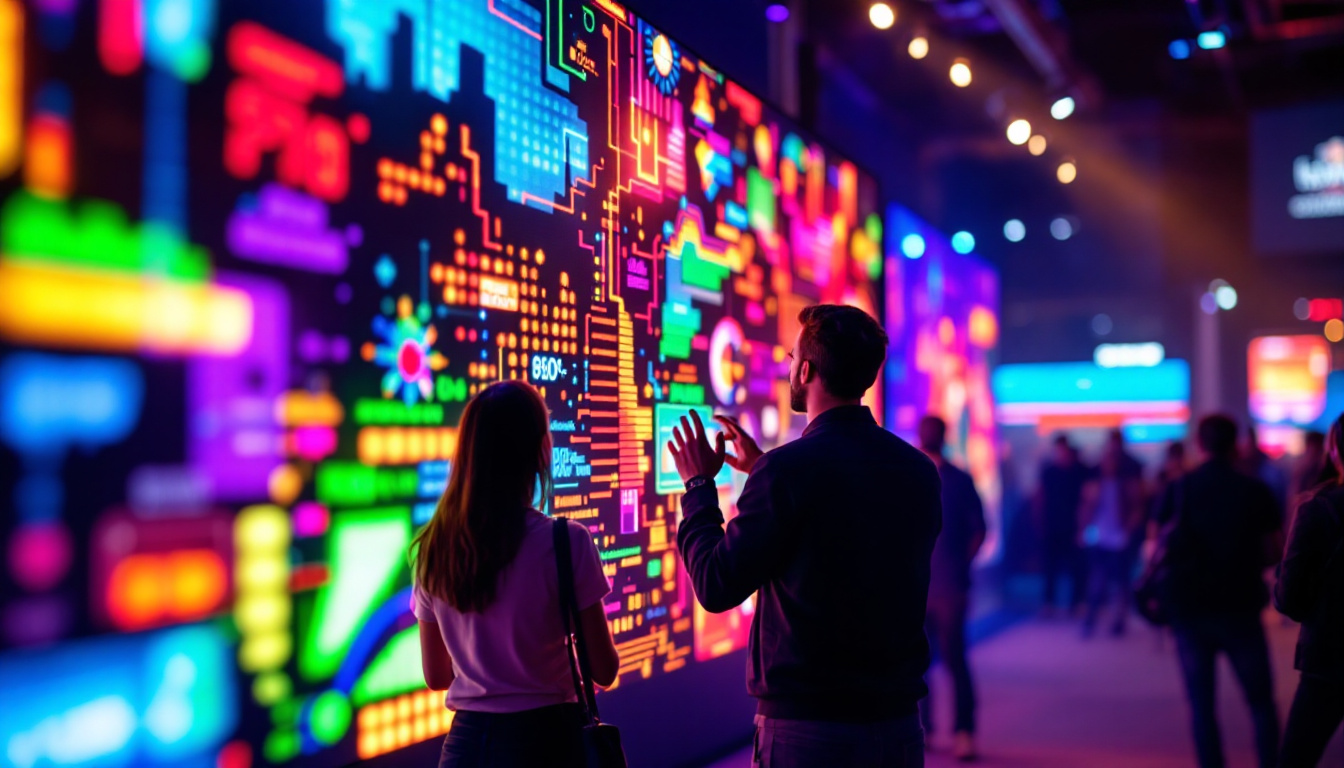 A photograph of a vibrant led display in action at a lively event