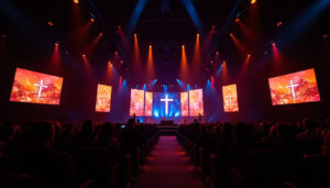 A photograph of capture a photograph of the vibrant led display at wayne calvary temple