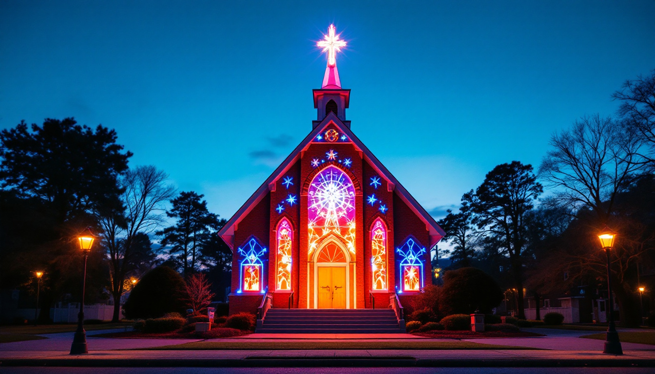 A photograph of a vibrant led display outside a church in piscataway