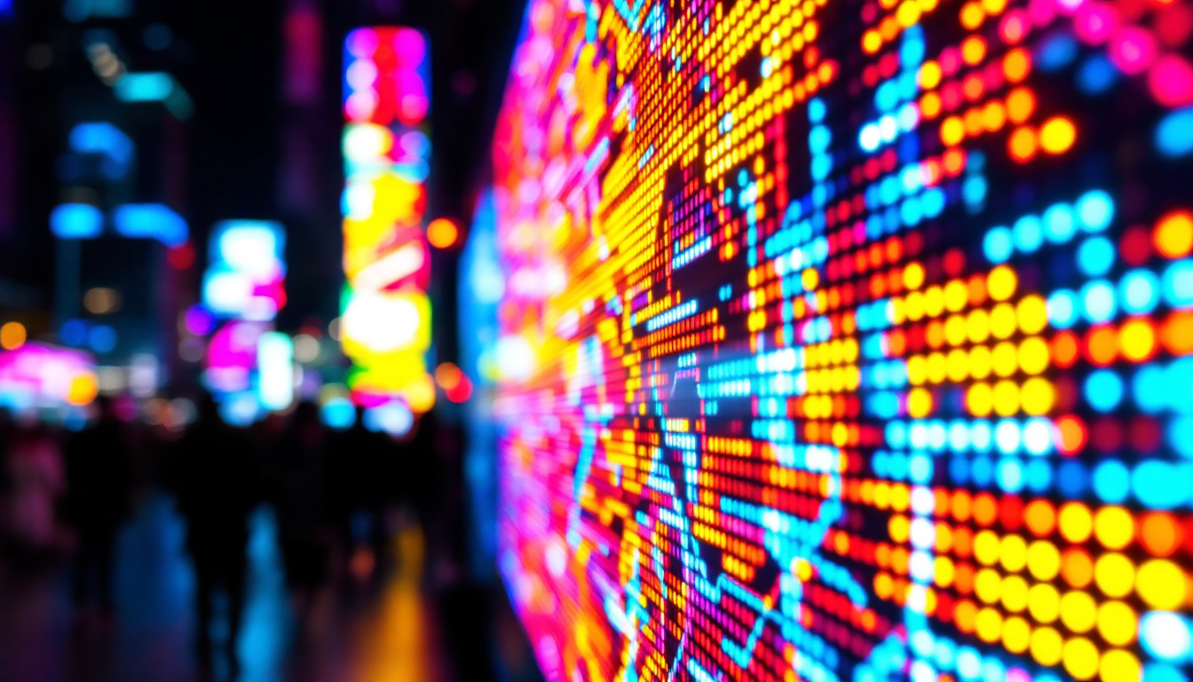 A photograph of a vibrant led display in action