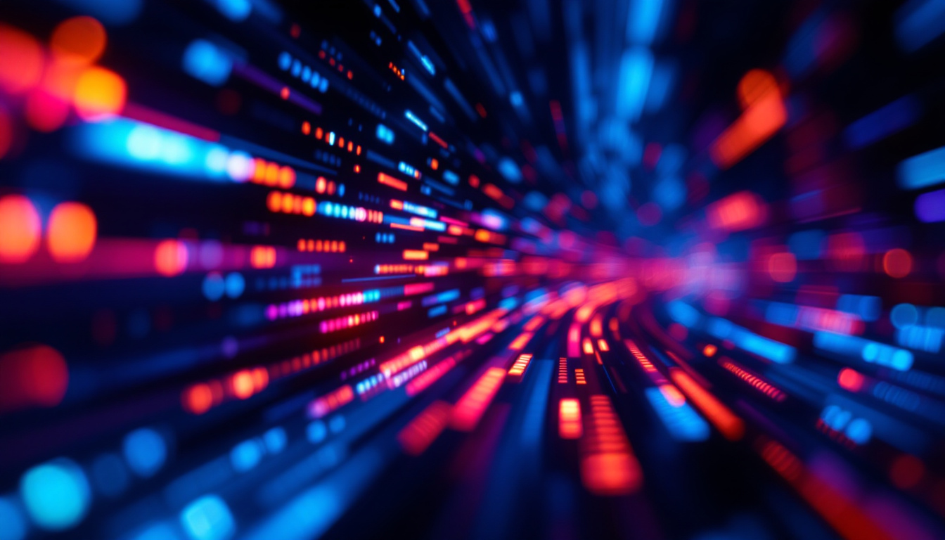 A photograph of a close-up of an led display showcasing vibrant colors and fast-moving visuals
