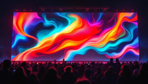 A photograph of capture a photograph of the world's largest led screen in action