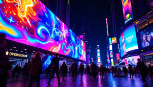 A photograph of a vibrant outdoor led display in action