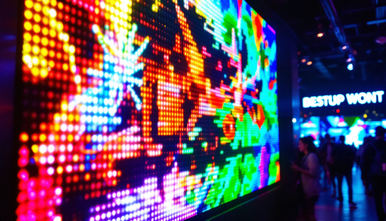 A photograph of a vibrant led display in use at an event or venue