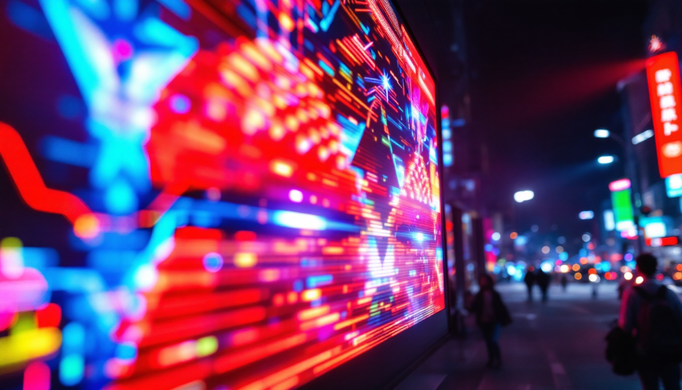 A photograph of capture a photograph of a vibrant led display in action