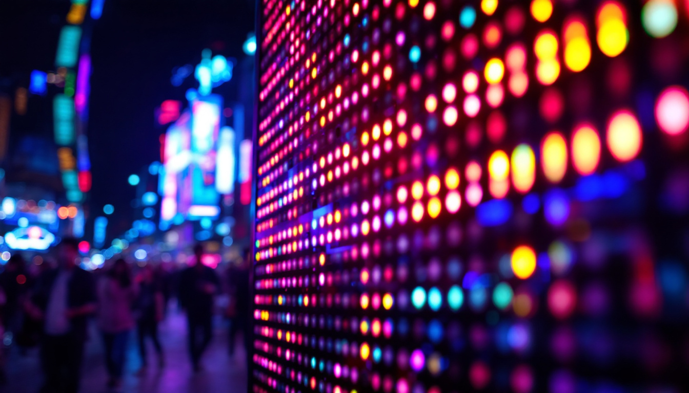 A photograph of a vibrant led display in action