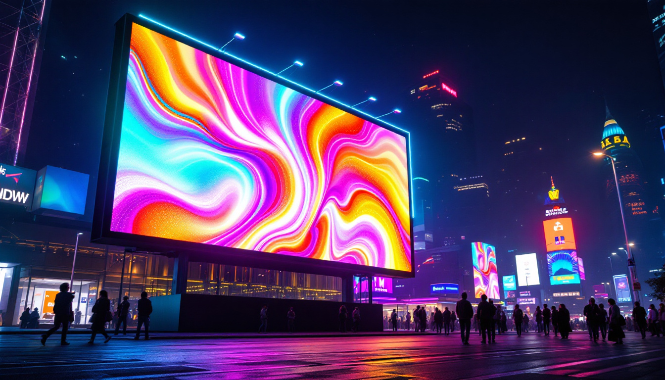 A photograph of a vibrant led billboard in an urban setting