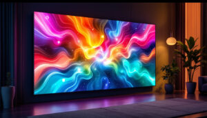 A photograph of a beautifully arranged led wall display in a stylish interior setting