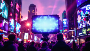 A photograph of capture a photograph of a vibrant led display in use
