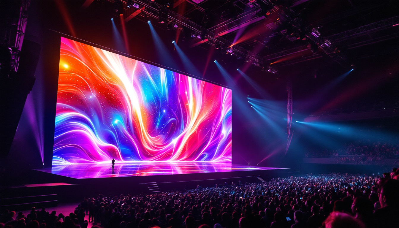 A photograph of the world's largest led theatre screen in action
