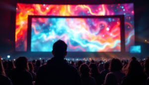 A photograph of capture a photograph of the largest movie screen in the world