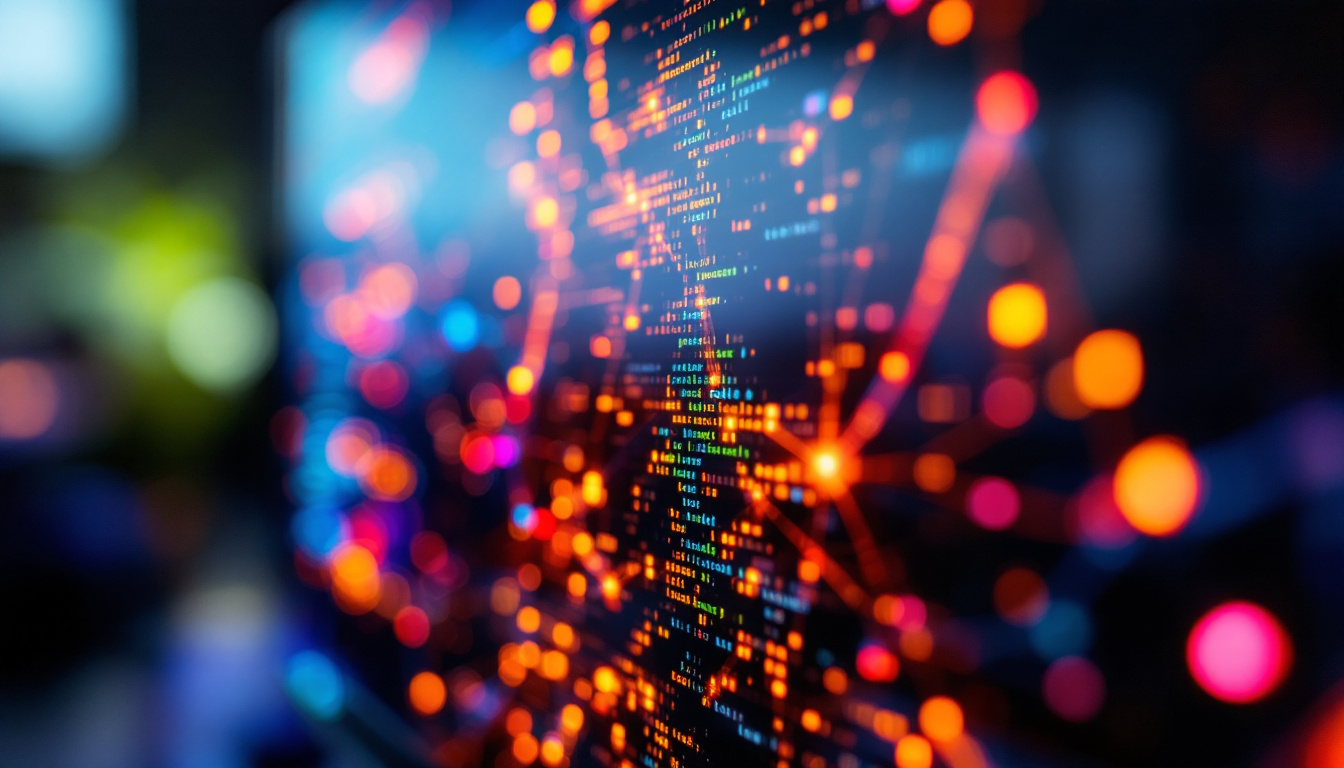A photograph of a close-up view of a vibrant led monitor displaying a high-contrast image