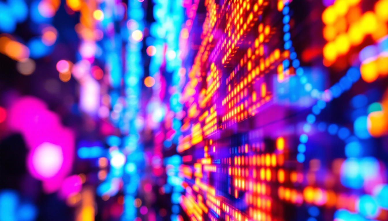 A photograph of a vibrant led display in action