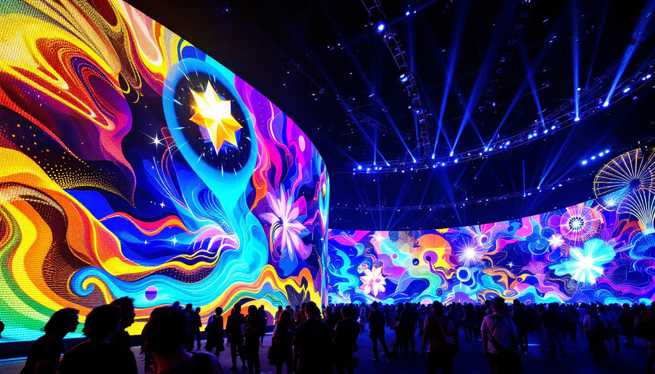 A photograph of capture a photograph of the vibrant led display at the vegas dome