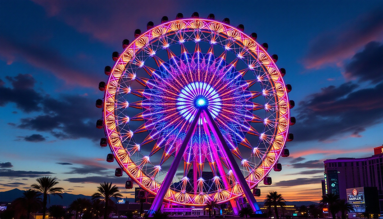 A photograph of capture a photograph of the vibrant led display on the las vegas eye dome