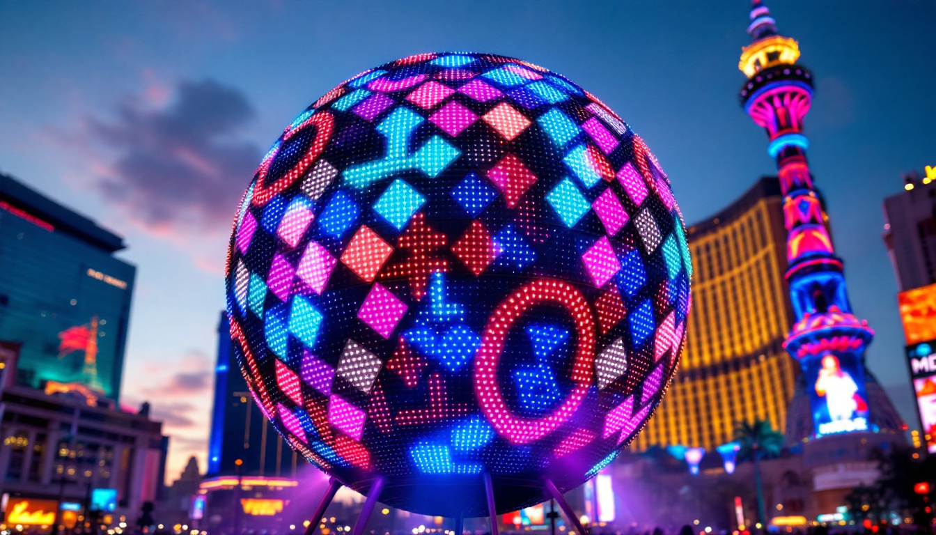 A photograph of capture a photograph of the vibrant led display at the vegas big ball