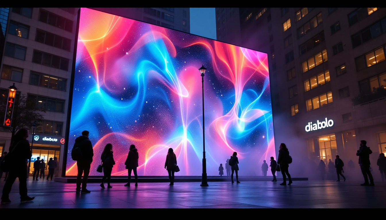 A photograph of capture a photograph of the vibrant diabolo square led display in action