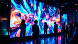 A photograph of a vibrant led display in use