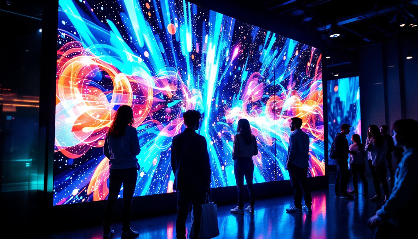 A photograph of a vibrant led display in use