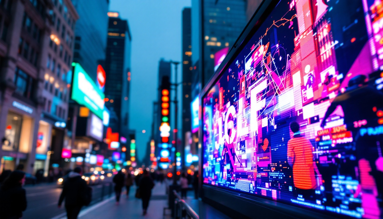 A photograph of a vibrant led display in use
