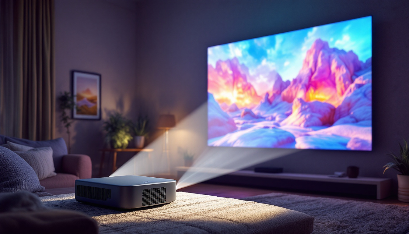 A photograph of a modern led projector in action