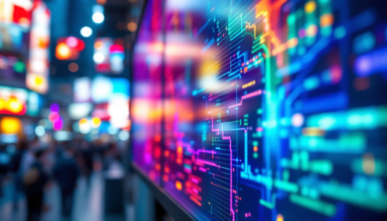 A photograph of a vibrant led display in use