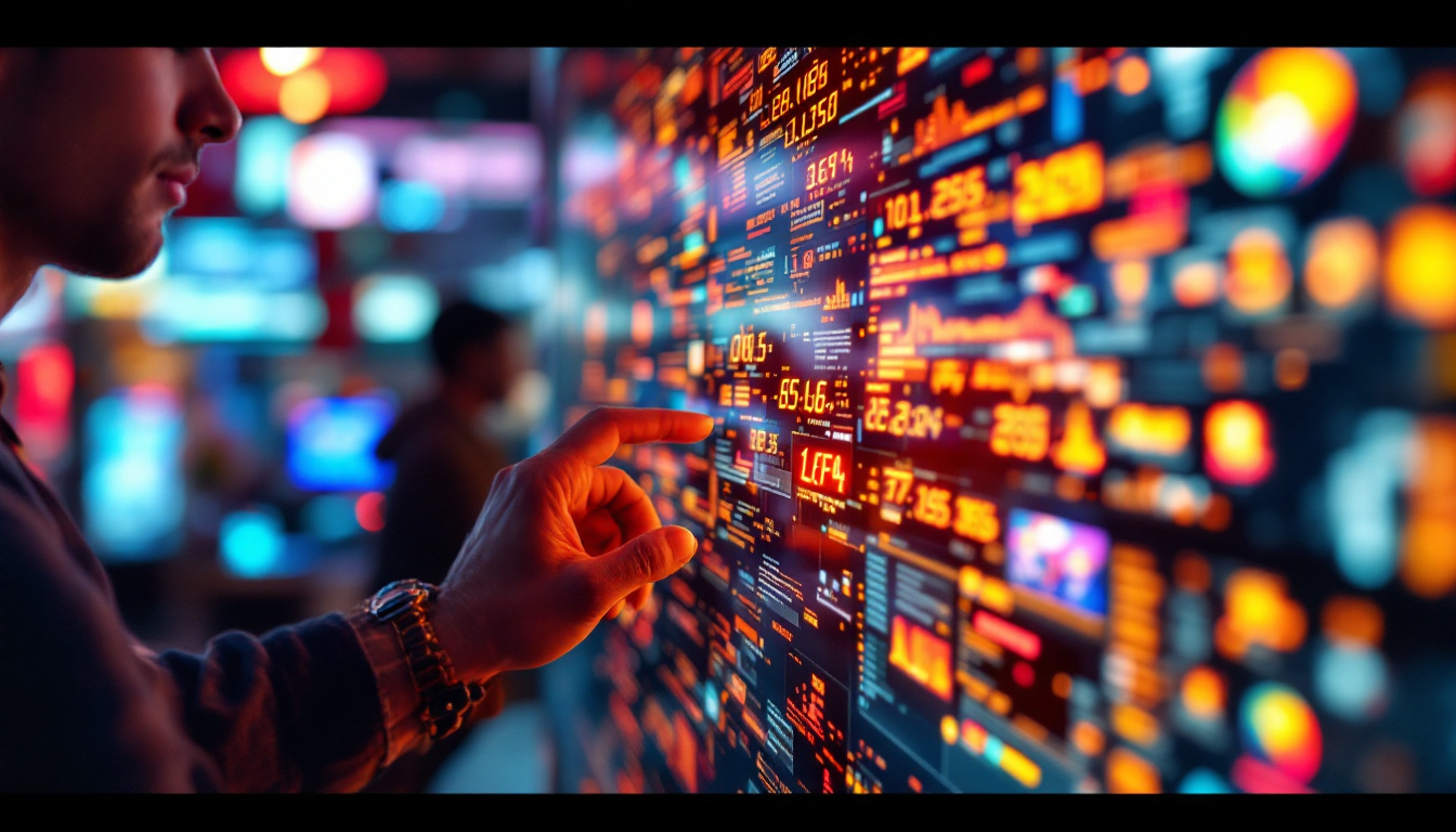 A photograph of a close-up of a vibrant led display in use