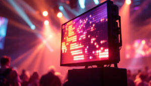 A photograph of capture a photograph of the novastar vx4s led display in action