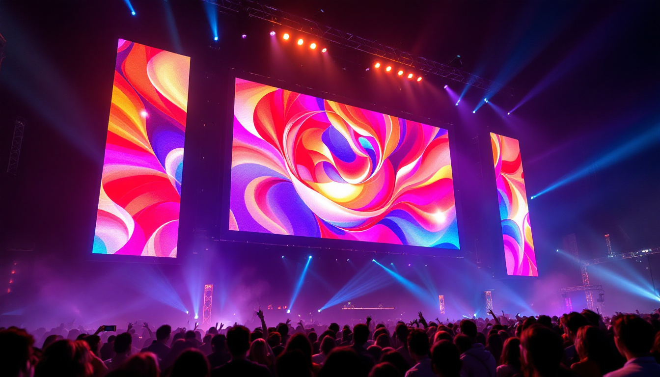 A photograph of a vibrant led display in action